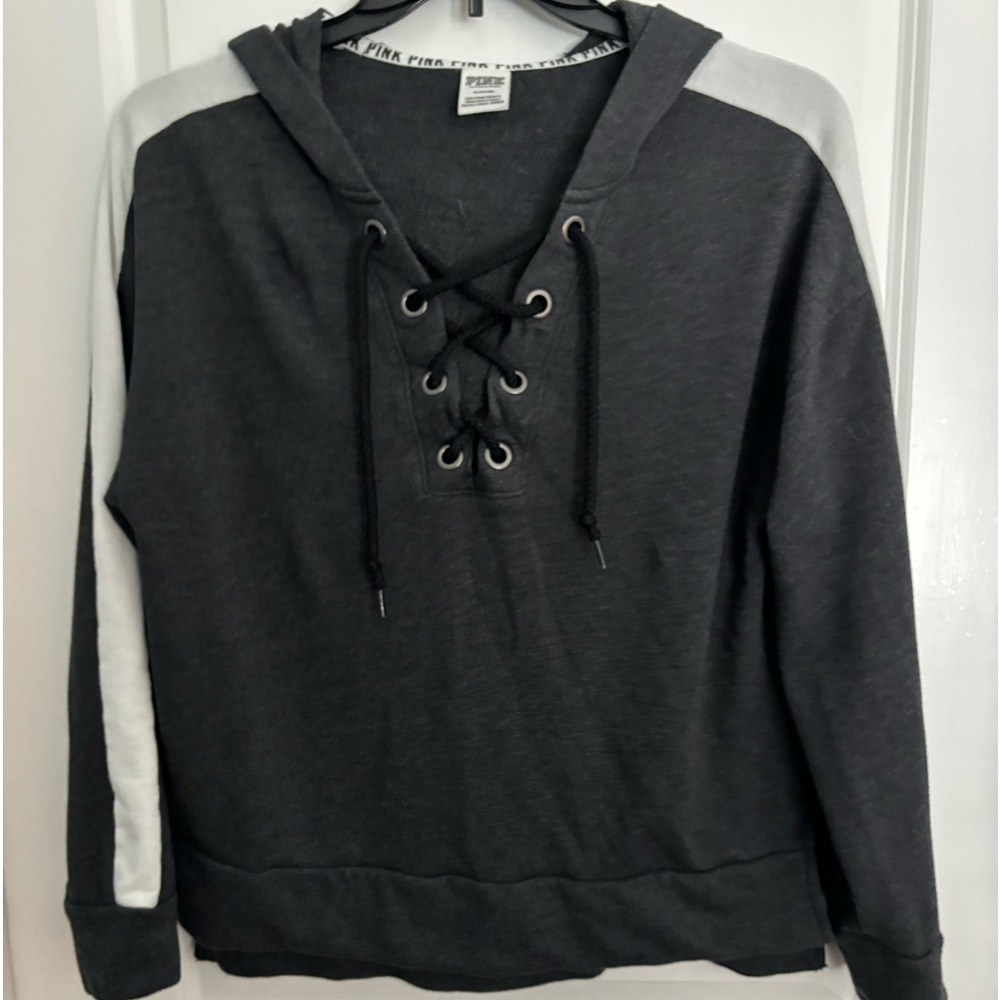 Victoria’s Secret Pink Tie Front Hoodie, Sz M